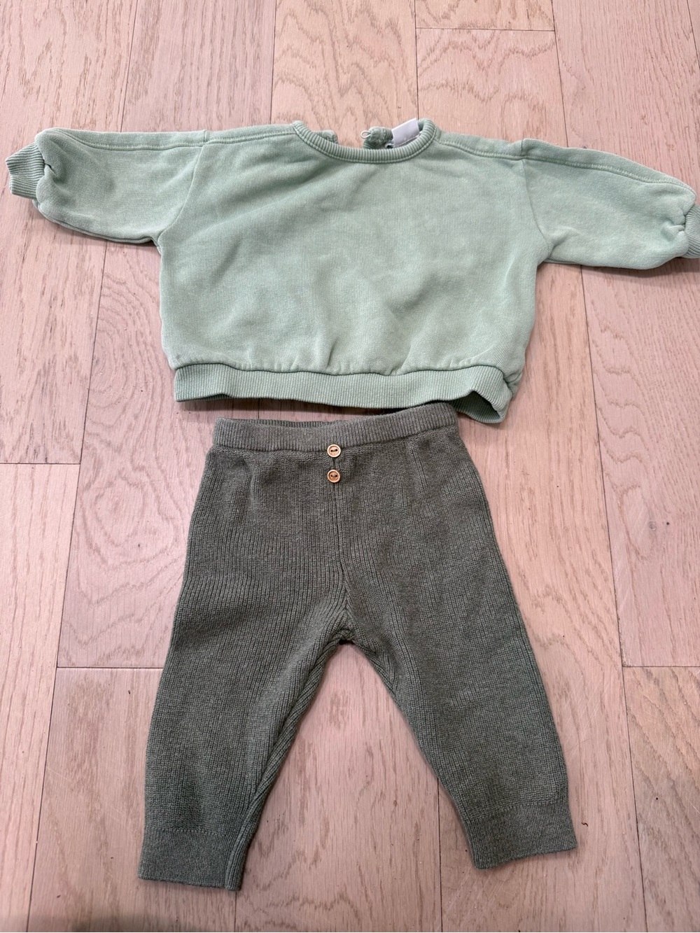 Zara Two-Piece Sage and Olive Knit Set